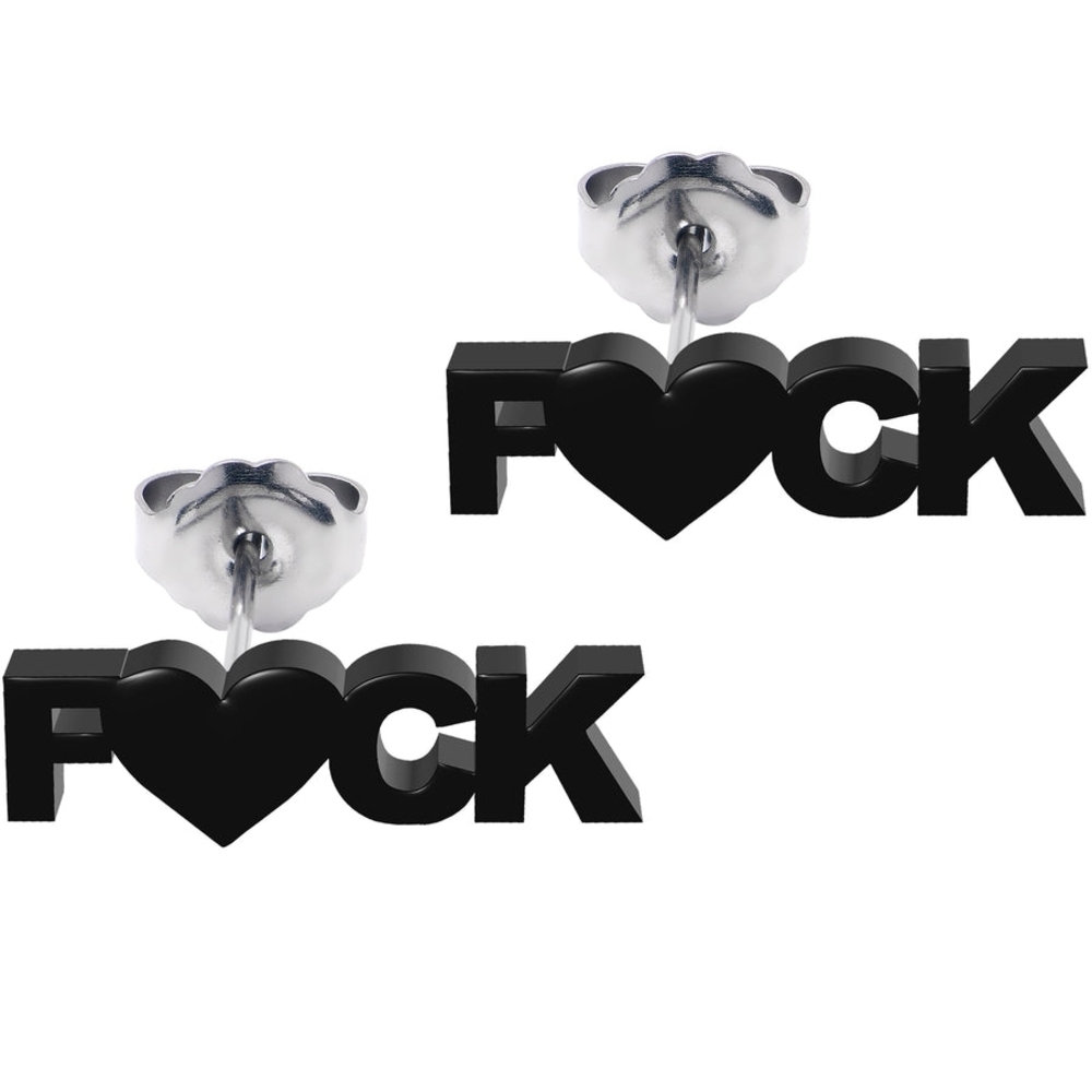 New Black Heart Stud Earrings